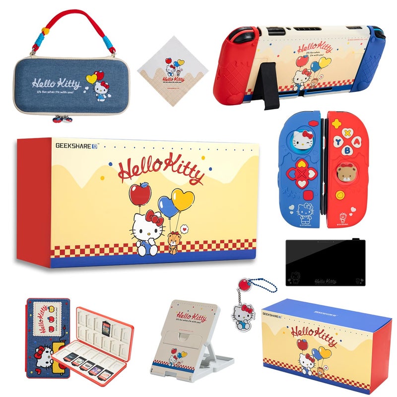 Kuitmor Switch Accessories Bundle for Switch 2017:Carrying Case,Protective Case,Game Card Case,Screen Protector,Playstand,Thumb Grip Caps and More(10 in 1) - Image 1